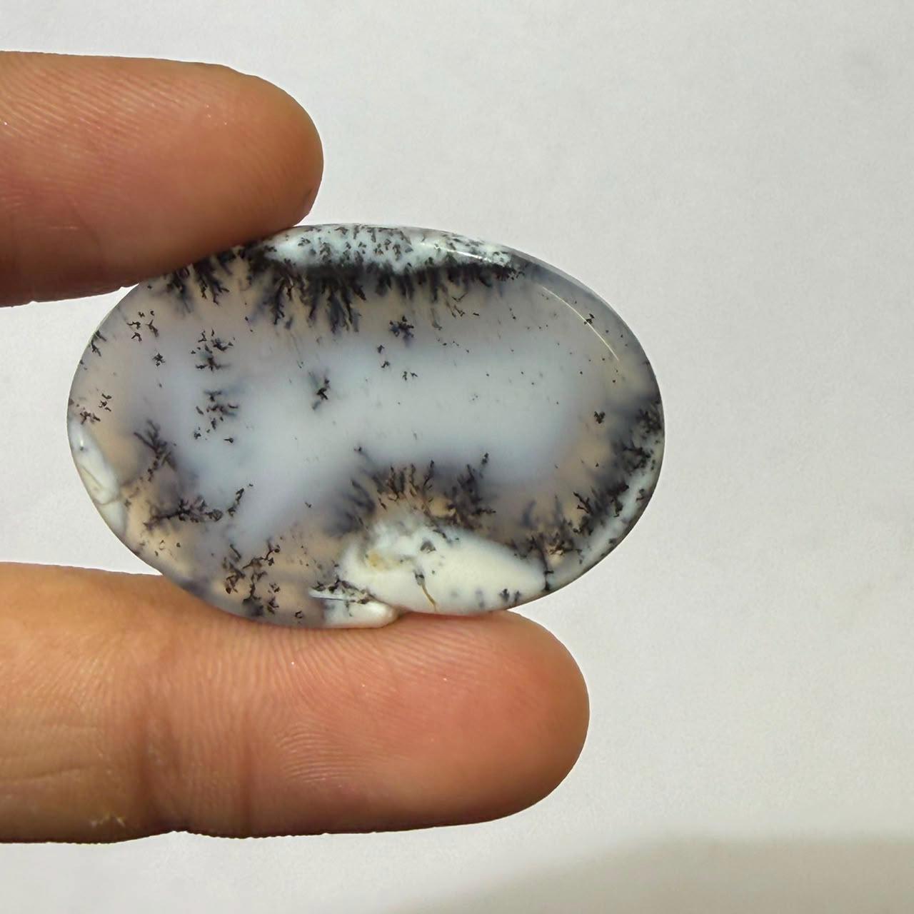 Natural Dendritic Opal Oval Cabochon Loose Gemstone, Scenic Dendritic Opal Stone, Landscape Opal for Jewelry Making, ( 36.5x26x6.5mm,50 cts)