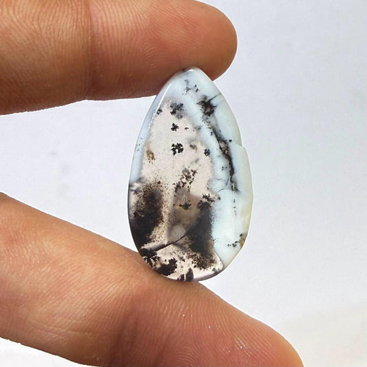 Natural Dendritic Opal Pear Cabochon Loose Gemstone, Scenic Dendritic Opal, Teardrop Landscape Opal for Jewelry Making, (31x18x4mm,15cts)