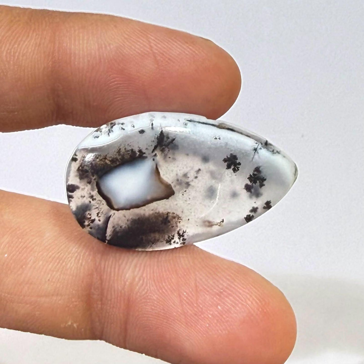 Natural Dendritic Opal Pear Cabochon Loose Gemstone, Scenic Dendritic Opal, Teardrop Landscape Opal for Jewelry Making, (31x18x4mm,15cts)