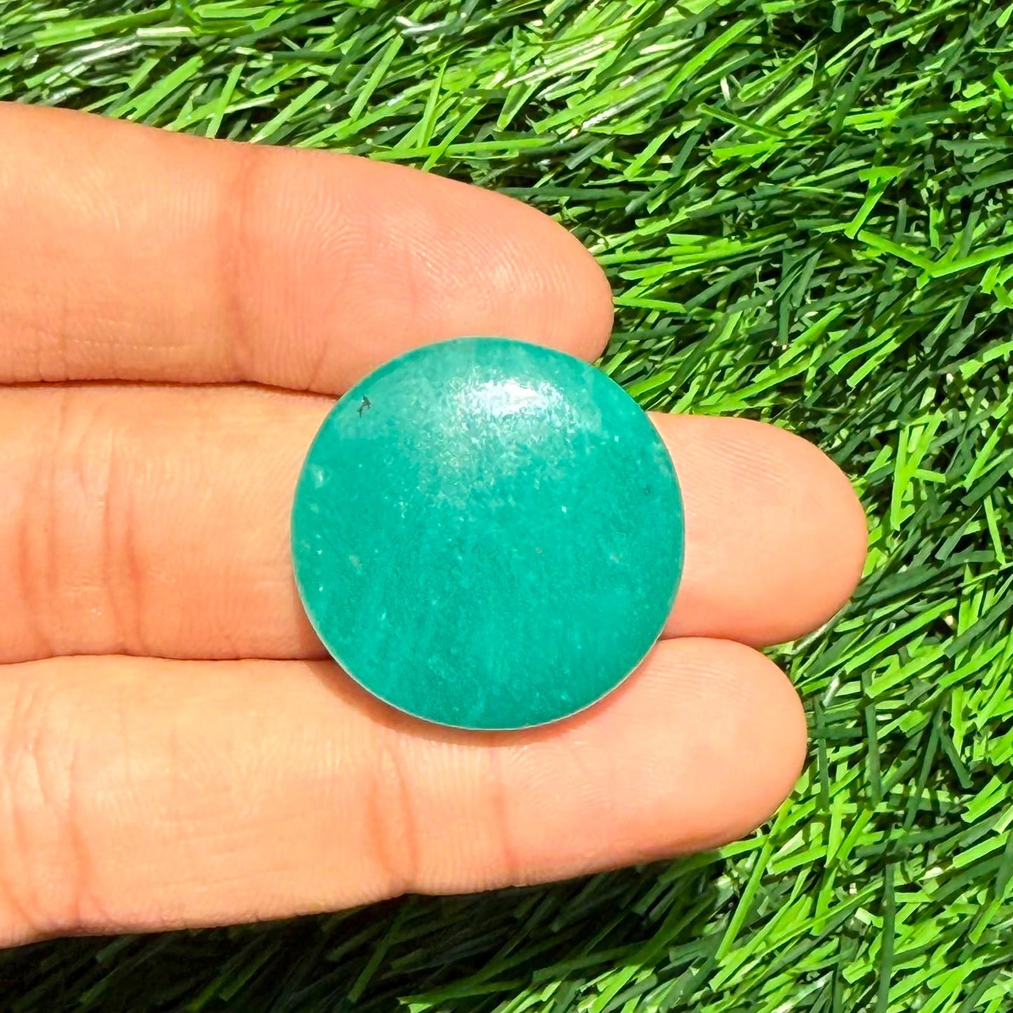 Natural Green Aventurine Round Cabochon | Large Round Loose Gemstone | Smooth Polished Dome Cab | Jewelry Making Stone (24x7 mm, 36cts)