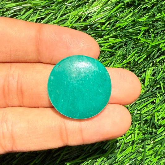 Natural Green Aventurine Round Cabochon | Large Round Loose Gemstone | Smooth Polished Dome Cab | Jewelry Making Stone (24x7 mm, 36cts)
