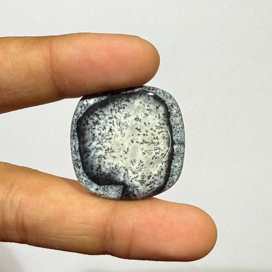 Natural Dendritic Opal Cushion Cabochon, Scenic Landscape Stone for Jewelry Making (28x28x5mm 32cts)