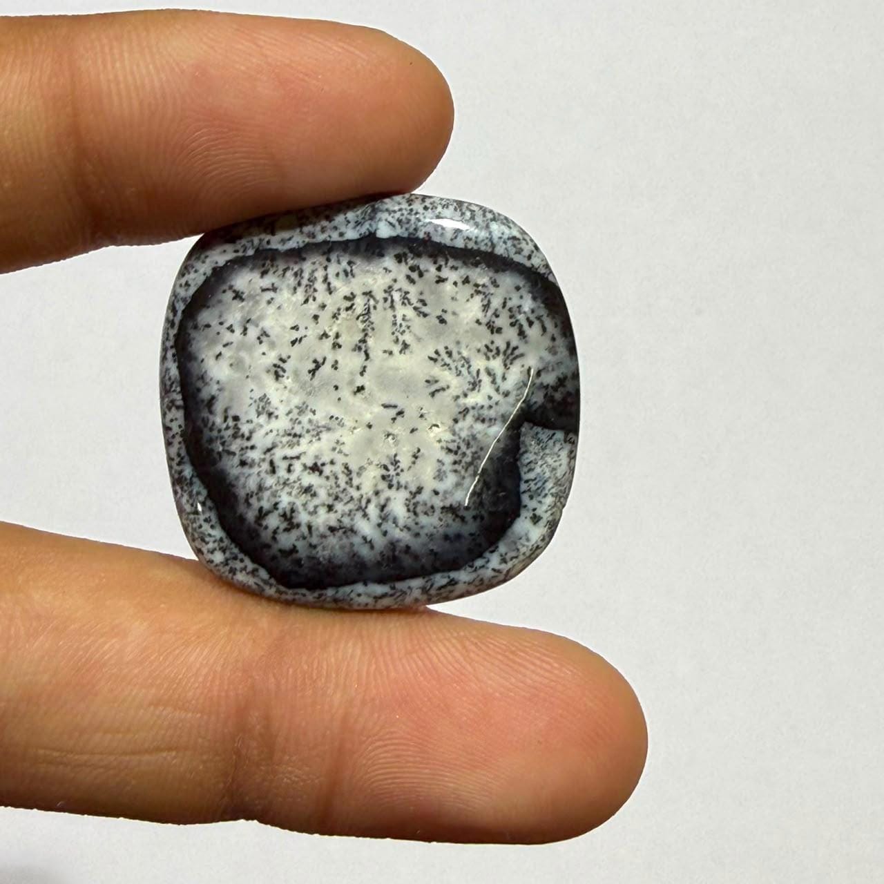 Natural Dendritic Opal Cushion Cabochon, Scenic Landscape Stone for Jewelry Making (28x28x5mm 32cts)