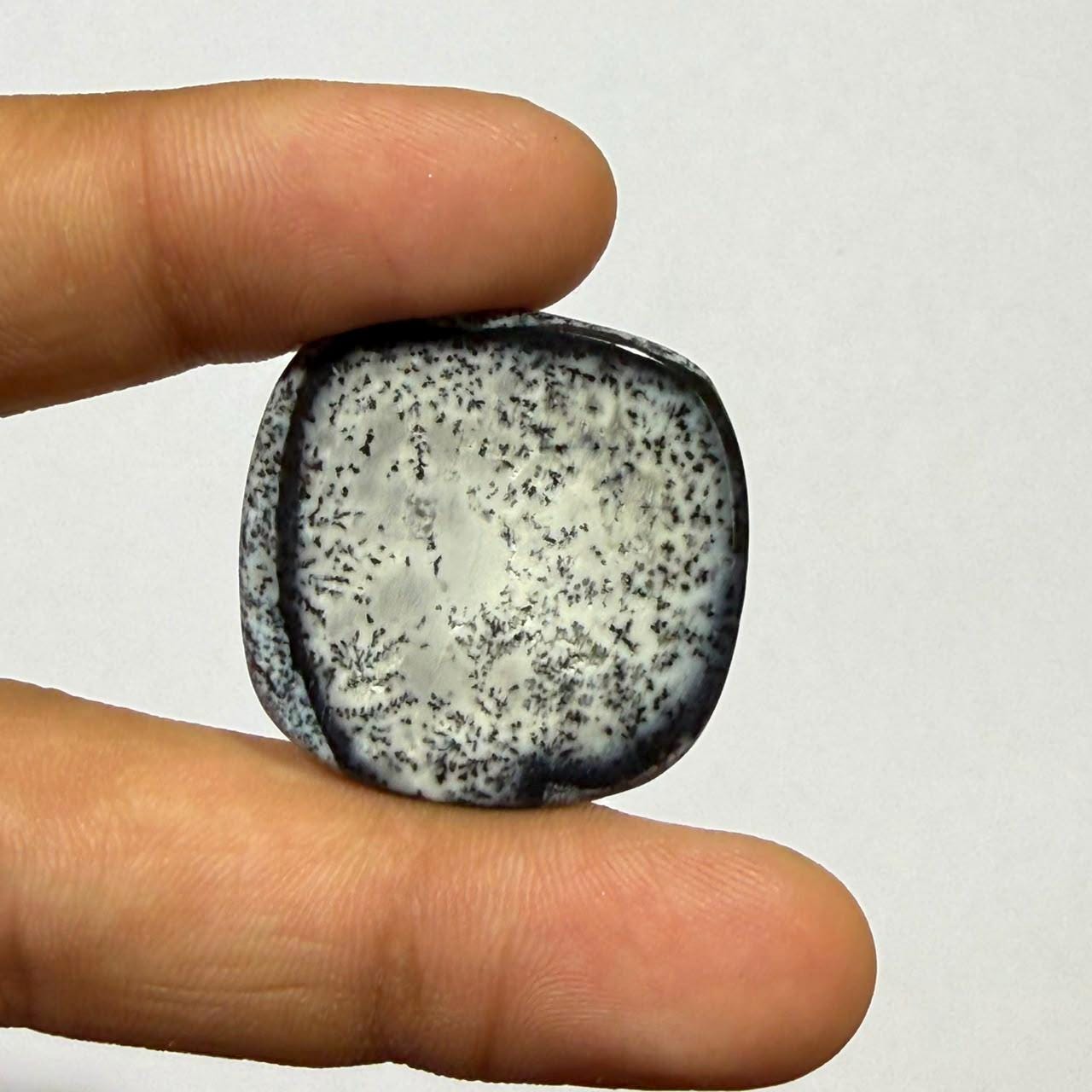 Natural Dendritic Opal Cushion Cabochon, Scenic Landscape Stone for Jewelry Making (28x28x5mm 32cts)