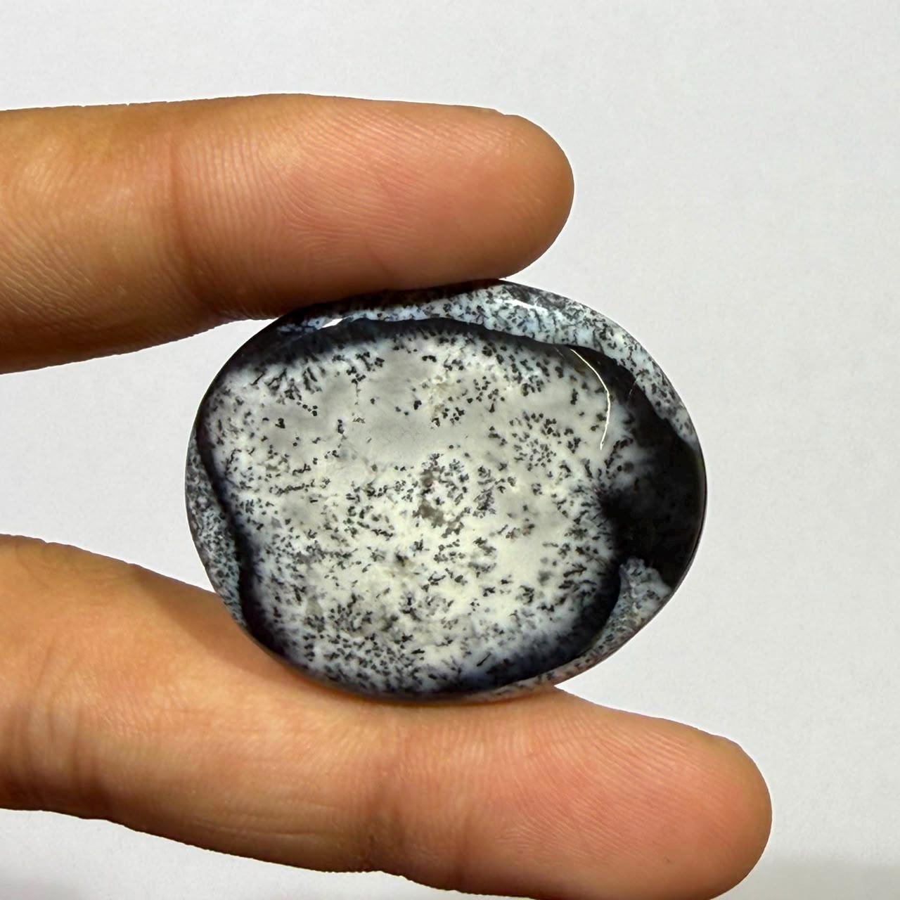 Natural Dendritic Opal Cushion Cabochon, Scenic Landscape Gemstone for Jewelry Making (36x31x5mm 41 cts)