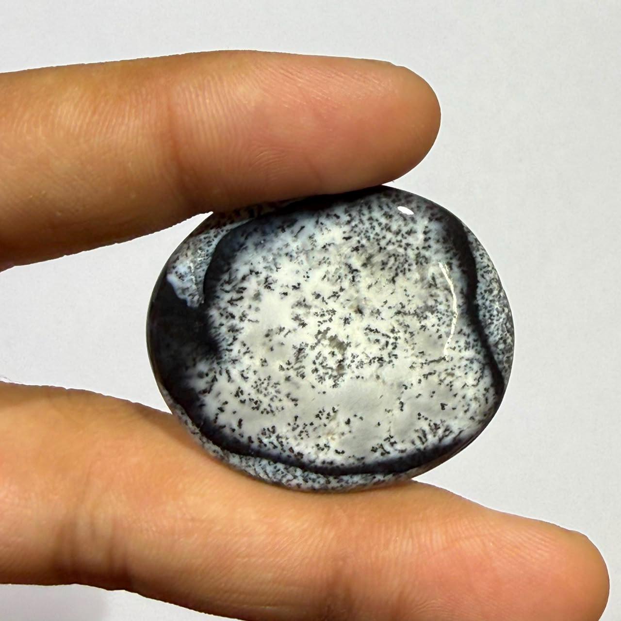 Natural Dendritic Opal Cushion Cabochon, Scenic Landscape Gemstone for Jewelry Making (36x31x5mm 41 cts)