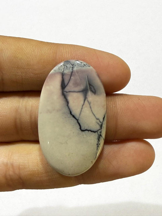 Natural Tiffany Stone Oval Cabochon, Purple White Tiffany Jasper Loose Gemstone, Designer Jewelry Making Stone,(37x21.5x5mm 41cts)