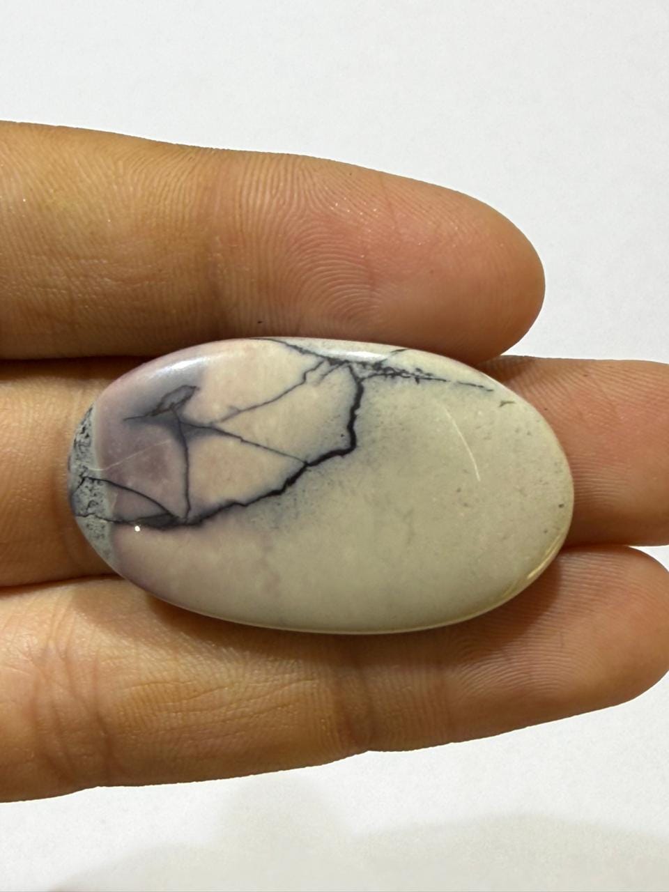 Natural Tiffany Stone Oval Cabochon, Purple White Tiffany Jasper Loose Gemstone, Designer Jewelry Making Stone,(37x21.5x5mm 41cts)