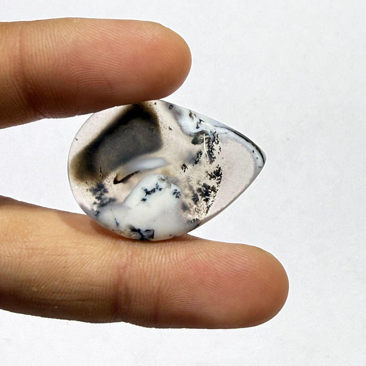 Natural Dendritic Opal Pear Cabochon, Scenic Dendrite Opal Loose Gemstone, Teardrop Cabochon for Jewelry Making,(31.5x23x4mm 25cts )