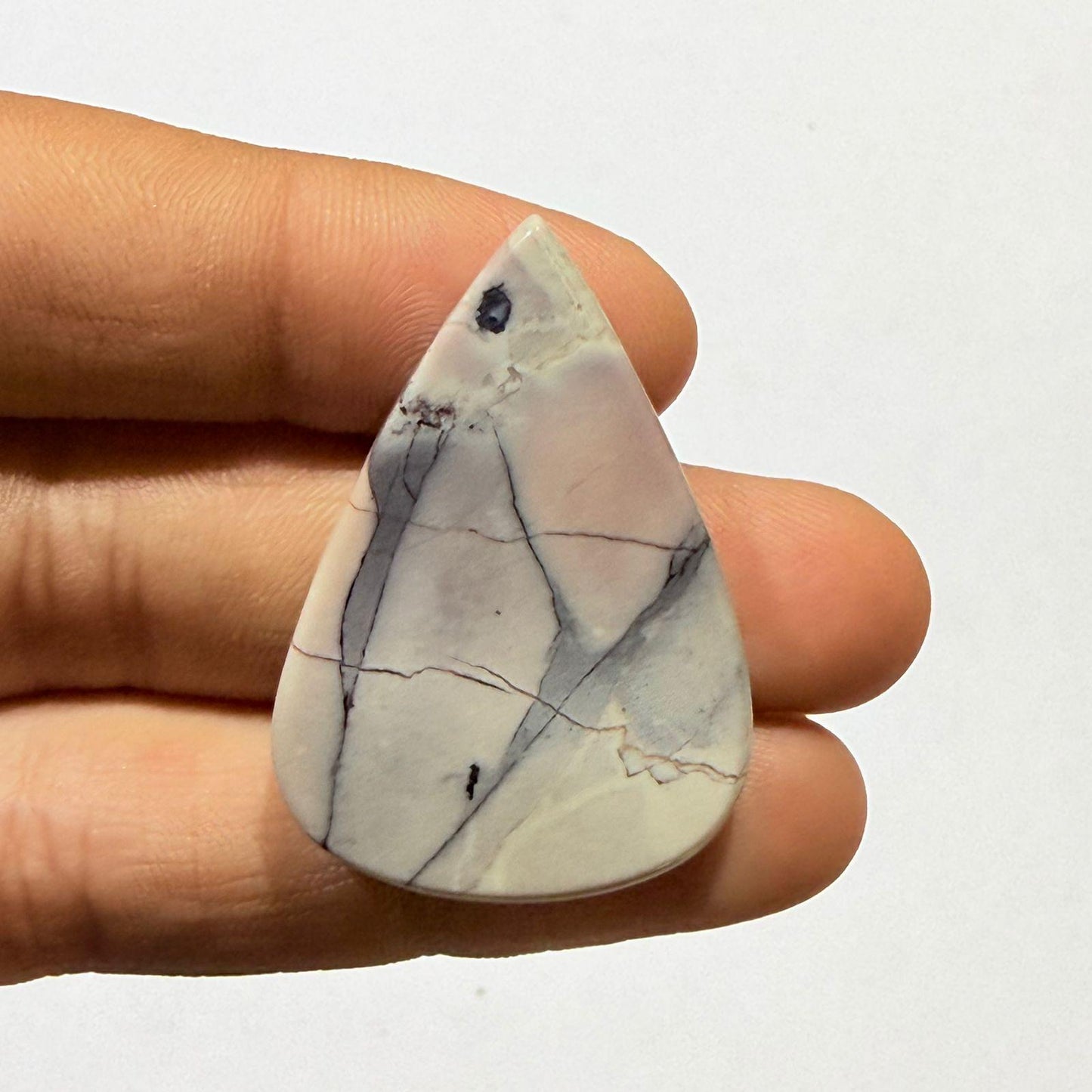 Natural Tiffany Stone Pear Cabochon, Purple White Tiffany Jasper Loose Gemstone, Teardrop Cabochon for Jewelry Making,(39x27x5mm, 39 cts )
