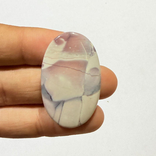 Natural Tiffany Stone Oval Cabochon, Purple White Tiffany Jasper Gemstone, Loose Cabochon for Jewelry Making, Designer Sto (38x23.5x 5.5cts)