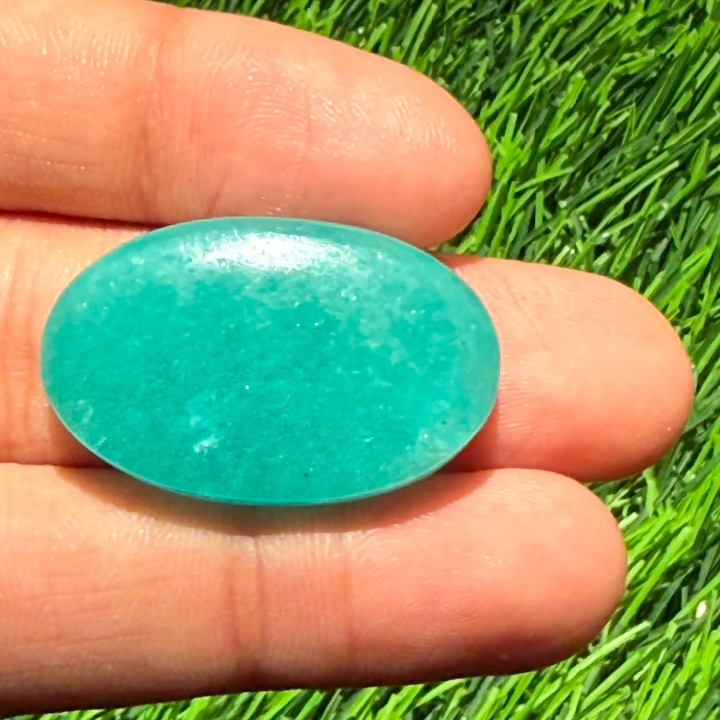 Natural Green Aventurine Cabochon Oval Loose Gemstone, Flat Back Green Oval Cabochon for Ring Pendant Jewelry (31x19.5x6.5, 36cts)