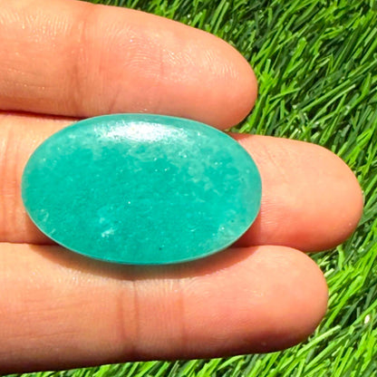 Natural Green Aventurine Oval Cabochon, 31x19.5x6.5mm, 36cts, Loose Gemstone for Jewelry Making