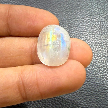 Natural Blue Rainbow Moonstone Oval Cabochon, 20x10x8mm, 20cts, Loose Gemstone for Jewelry Making