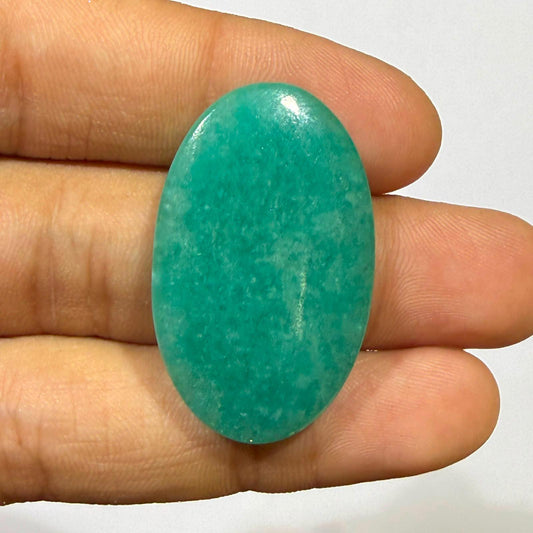 Natural Amazonite Cabochon Gemstone, Oval Amazonite Loose Stone, Blue Green Amazonite Cabochon, Jewelry Making, (33.5x20x5.5mm 34.8 cts)