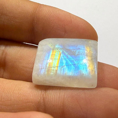 Natural Blue Rainbow Moonstone Cushion Cabochon, 20x16x7mm, 27 cts, Loose Gemstone for Jewelry Making