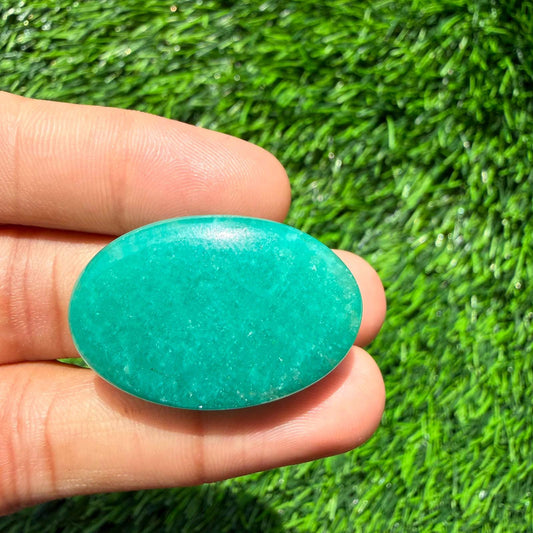 Natural Green Aventurine Cabochon Oval Shape Loose Gemstone, Flat Back Cabochon, Jewelry Making Stone, Green Crystal (3x21x8,mm 47cts)