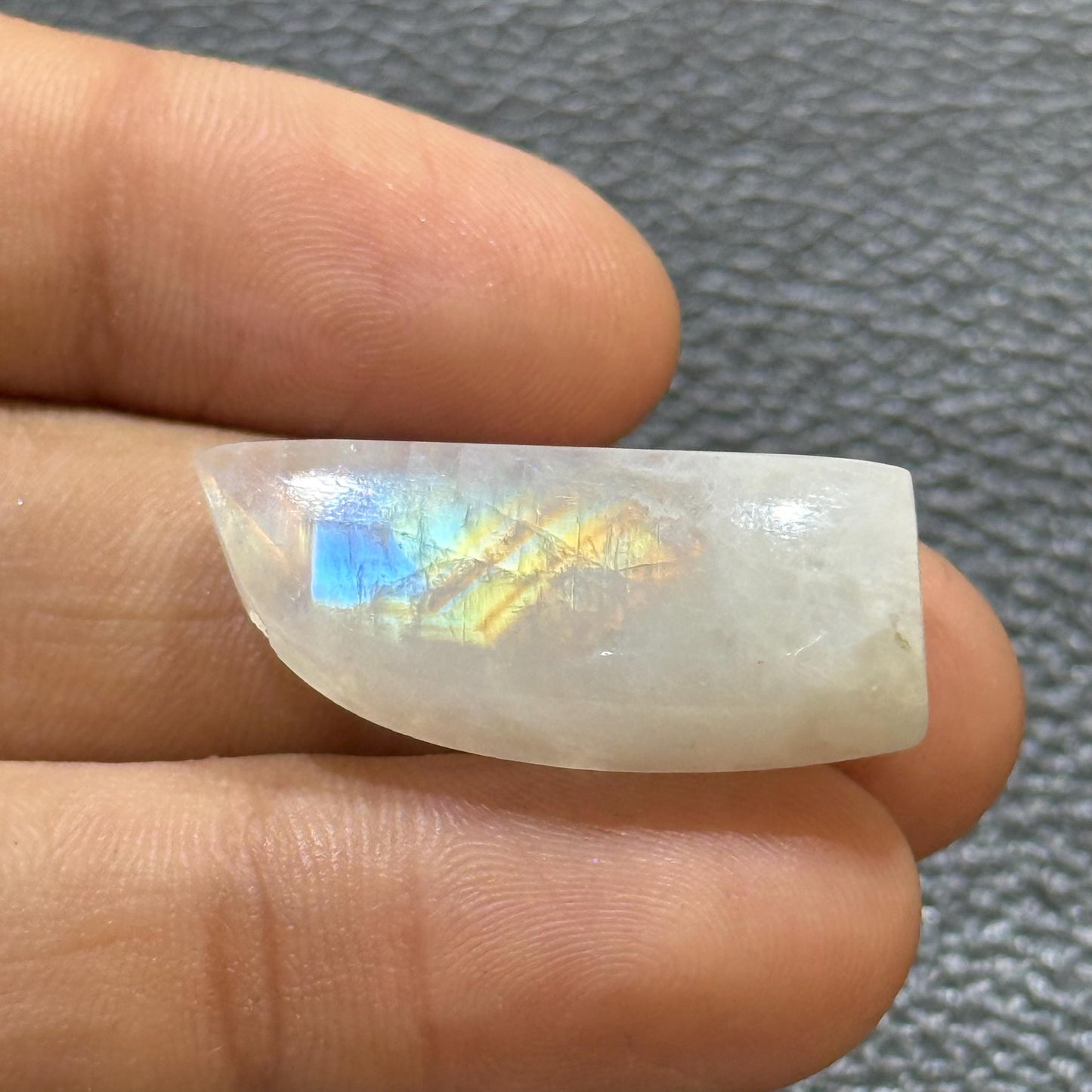 Natural Rainbow Moonstone, Blue Flash Freeform Moonstone, Loose Moonstone Gemstone, Designer Stone for Jewelry Making (31x11.5x7,23cts)