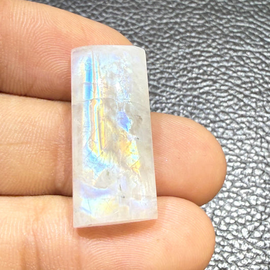 Natural Rainbow Moonstone Rectangle Blue Flash Moonstone Loose Gemstone, Rainbow Moonstone for Ring Pendant Jewelry Making (28x11.5x8,28cts)