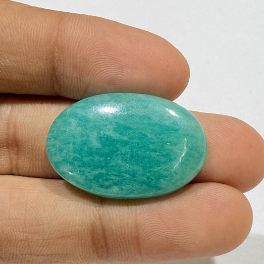 Natural Amazonite Oval Cabochon, Blue Green Amazonite Loose Gemstone, Flat Back Oval Stone for Ring Pendant Jewelry Making (28x18x5.5,25cts)