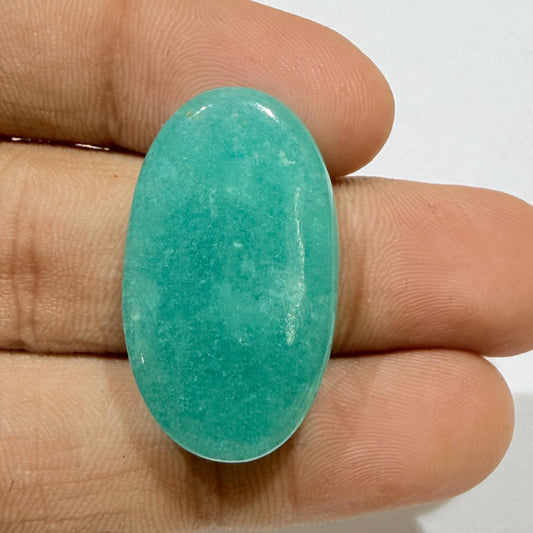 Natural Amazonite Oval Cabochon, Blue Green Amazonite Loose Gemstone, Flat Back Oval Stone for Ring, Pendant (28.5x16.5x5.5,29cts)