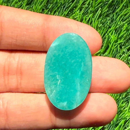 Natural Green Aventurine Cabochon Oval Loose Gemstone, Flat Back Green Oval Cabochon for Ring Pendant Jewelry (31x19.5x6.5, 36cts)