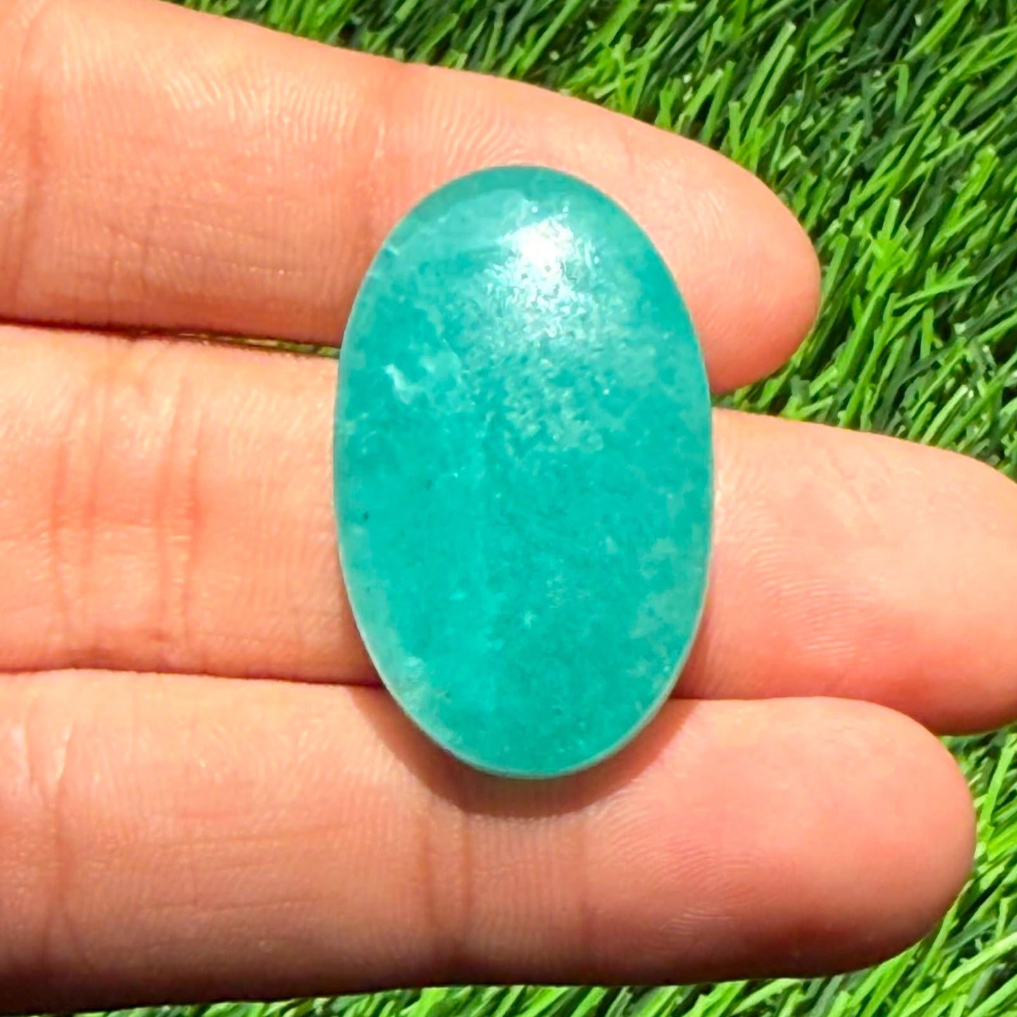 Natural Green Aventurine Cabochon Oval Loose Gemstone, Flat Back Green Oval Cabochon for Ring Pendant Jewelry (31x19.5x6.5, 36cts)