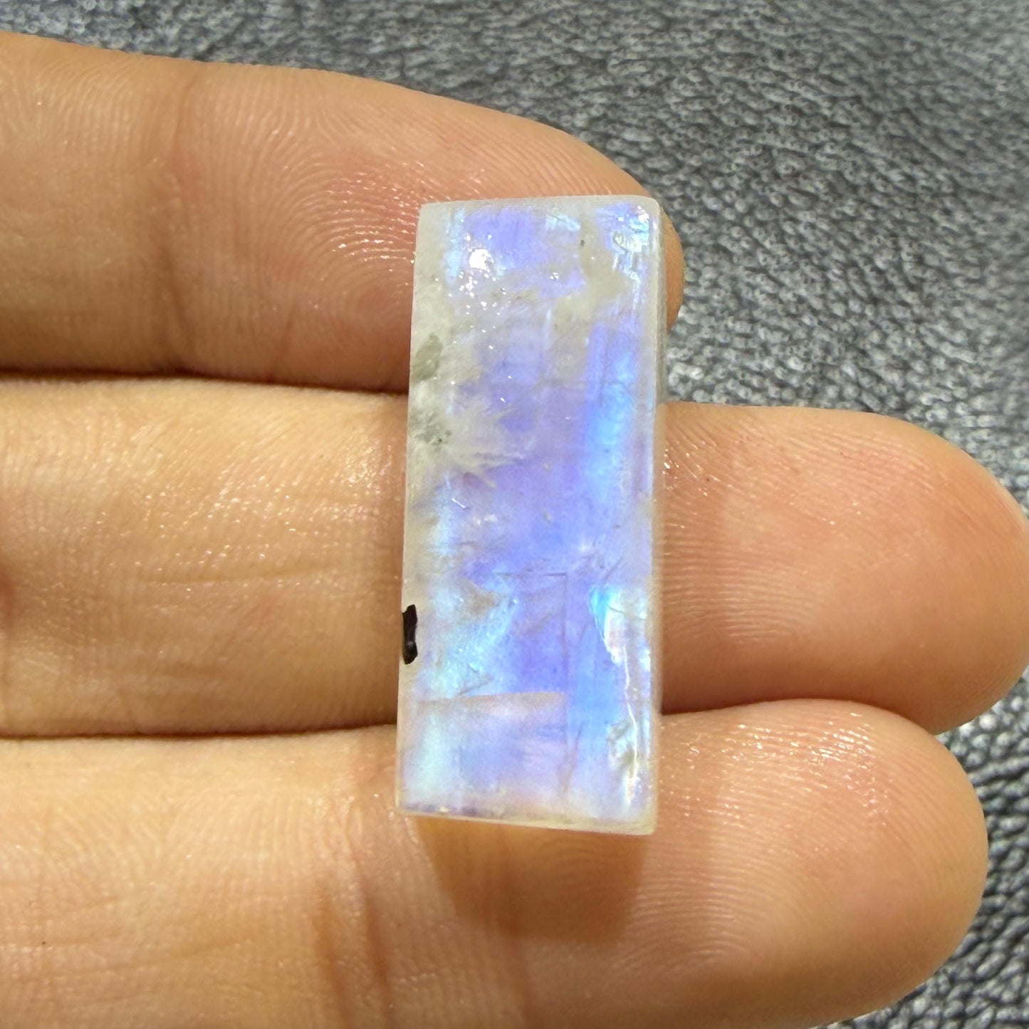 Natural Rainbow Moonstone Rectangle Cabochon, Blue Flash Moonstone Loose Gemstone, Rectangle Moonstone Stone for Jewelry (25x10x7,26cts)