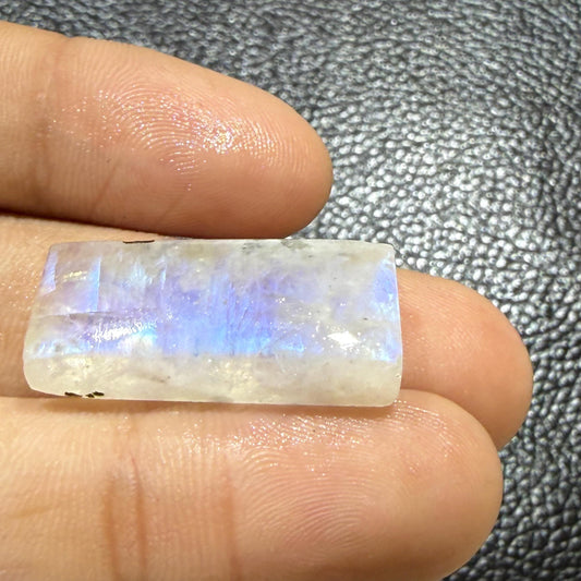 Natural Rainbow Moonstone Rectangle Cabochon, Blue Flash Moonstone Loose Gemstone, Rectangle Moonstone Stone for Jewelry (25x10x7,26cts)