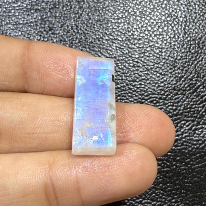 Natural Blue Rainbow Moonstone Rectangle Cabochon, 25x10x7mm, 26cts, Loose Gemstone for Jewelry Making