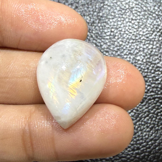 Natural Rainbow Moonstone Pear Cabochon, Blue Flash Moonstone Loose Gemstone, Pear Moonstone for Ring Pendant Jewelry (22.5x18x9,26cts)