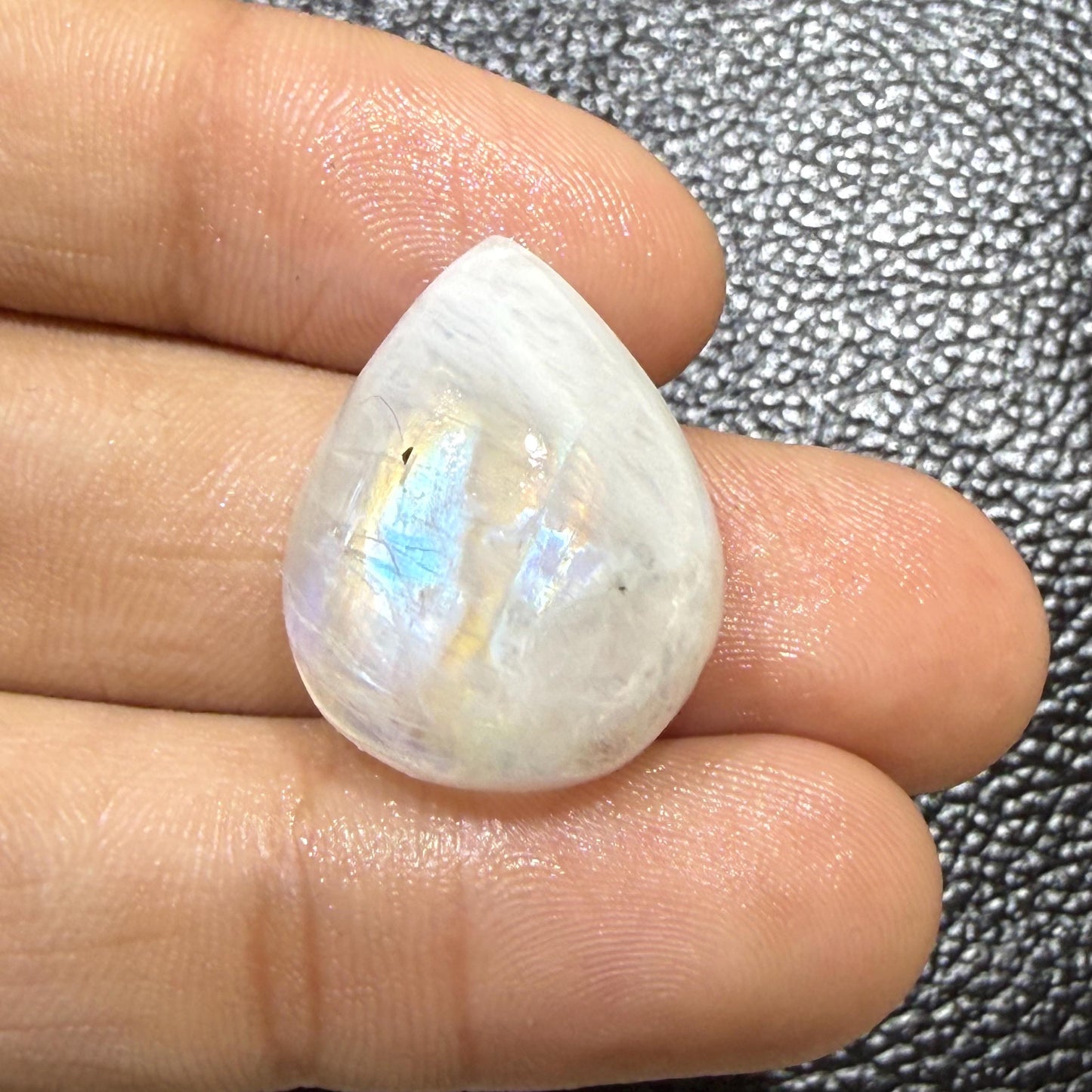 Natural Rainbow Moonstone Pear Cabochon, Blue Flash Moonstone Loose Gemstone, Pear Moonstone for Ring Pendant Jewelry (22.5x18x9,26cts)