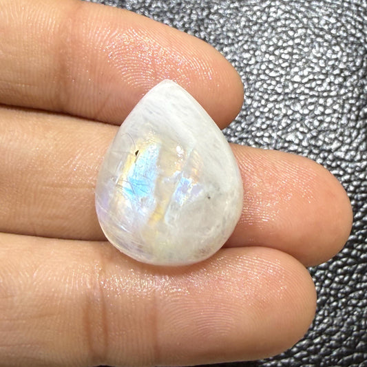 Natural Rainbow Moonstone Pear Cabochon, Blue Flash Moonstone Loose Gemstone, Pear Moonstone for Ring Pendant Jewelry (22.5x18x9,26cts)