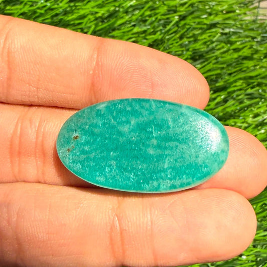 Natural Amazonite Oval Blue Green Amazonite Loose Gemstone | Smooth Polished Oval Cab | Jewelry Stone | Ring Pendant Gem (34x18x6.5,38mm)