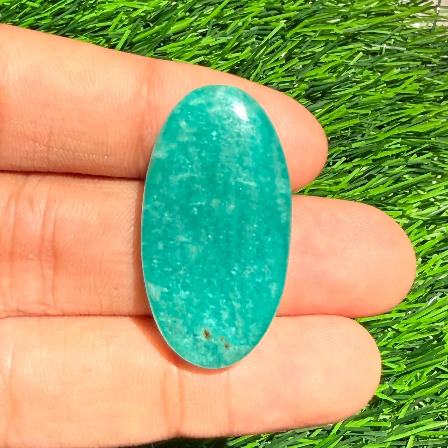 Natural Amazonite Oval Blue Green Amazonite Loose Gemstone | Smooth Polished Oval Cab | Jewelry Stone | Ring Pendant Gem (34x18x6.5,38mm)