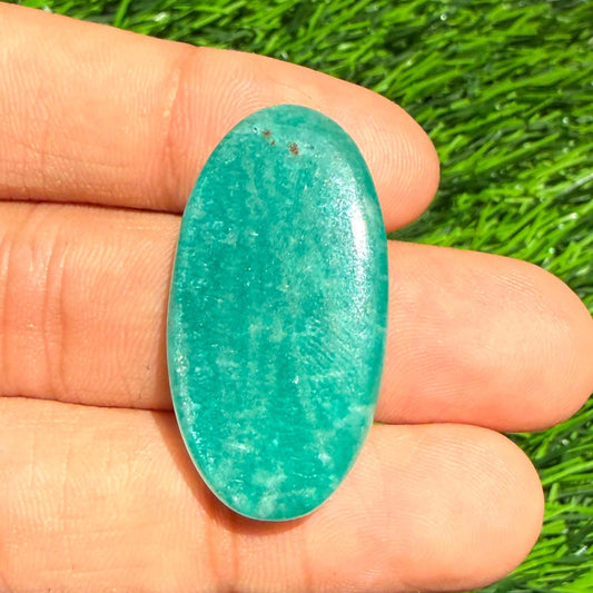 Natural Amazonite Oval Blue Green Amazonite Loose Gemstone | Smooth Polished Oval Cab | Jewelry Stone | Ring Pendant Gem (34x18x6.5,38mm)