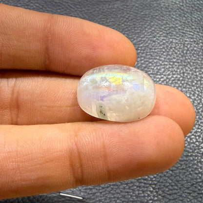 Natural Blue Rainbow Moonstone Oval Cabochon, 20x10x8mm, 20cts, Loose Gemstone for Jewelry Making