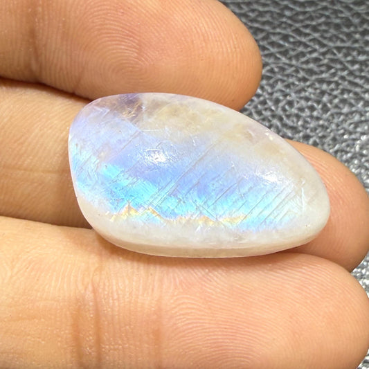Natural Rainbow Moonstone Blue Flash Pear Moonstone, Pear Shape Loose Gemstone, Moonstone for Ring Pendant Jewelry Making (21x10x7,26cts)