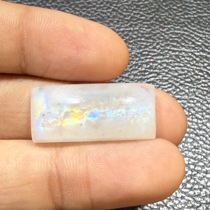 Natural Blue Rainbow Moonstone Rectangle Cabochon, 28x11.5x8mm, 28cts, Loose Gemstone for Jewelry Making