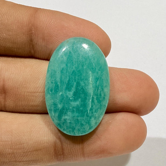 Natural Amazonite Oval Cabochon, Blue Green Amazonite Loose Gemstone, Flat Back Oval Stone for Ring Pendant Jewelry Making (28x18x5.5,25cts)
