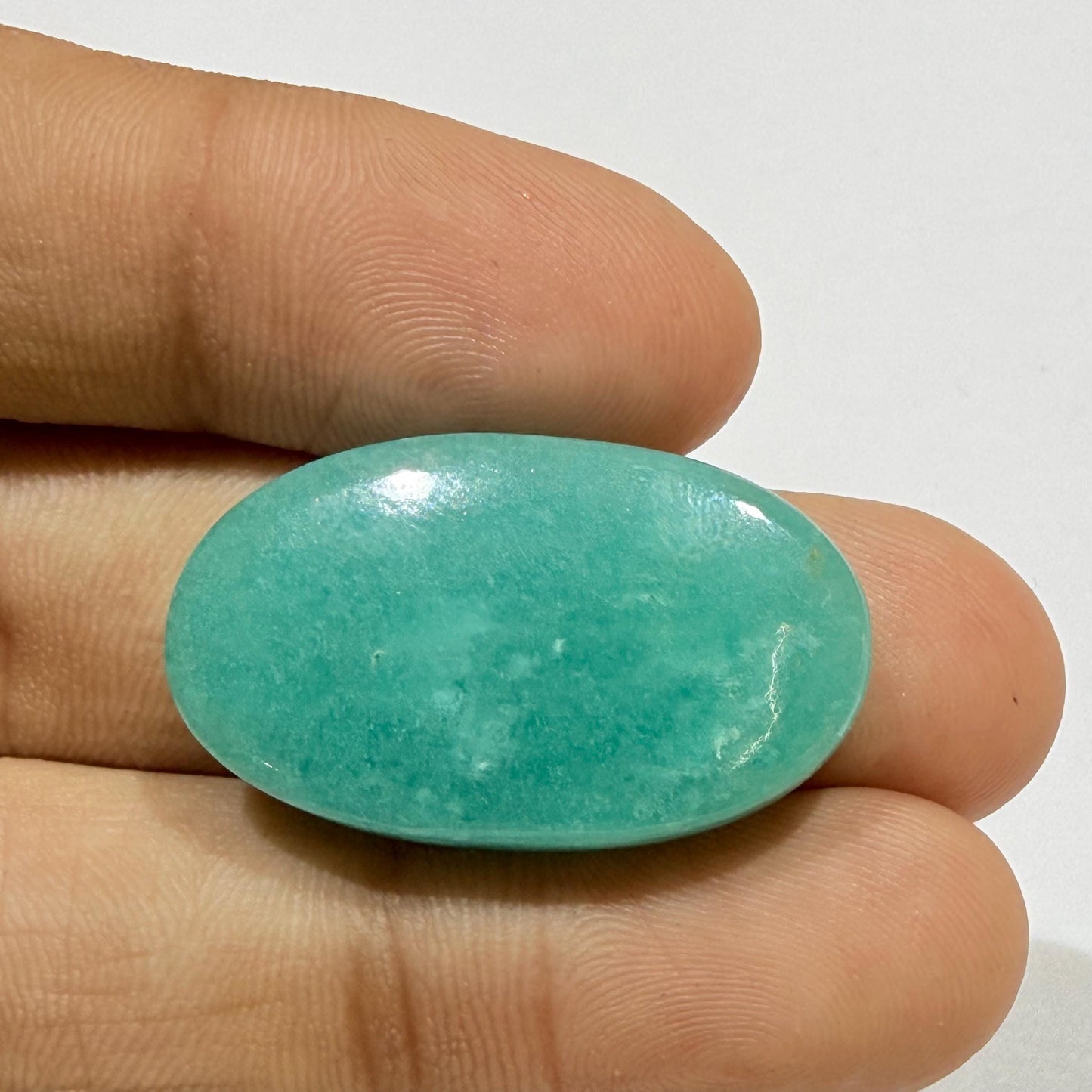 Natural Amazonite Oval Cabochon, Blue Green Amazonite Loose Gemstone, Flat Back Oval Stone for Ring, Pendant (28.5x16.5x5.5,29cts)