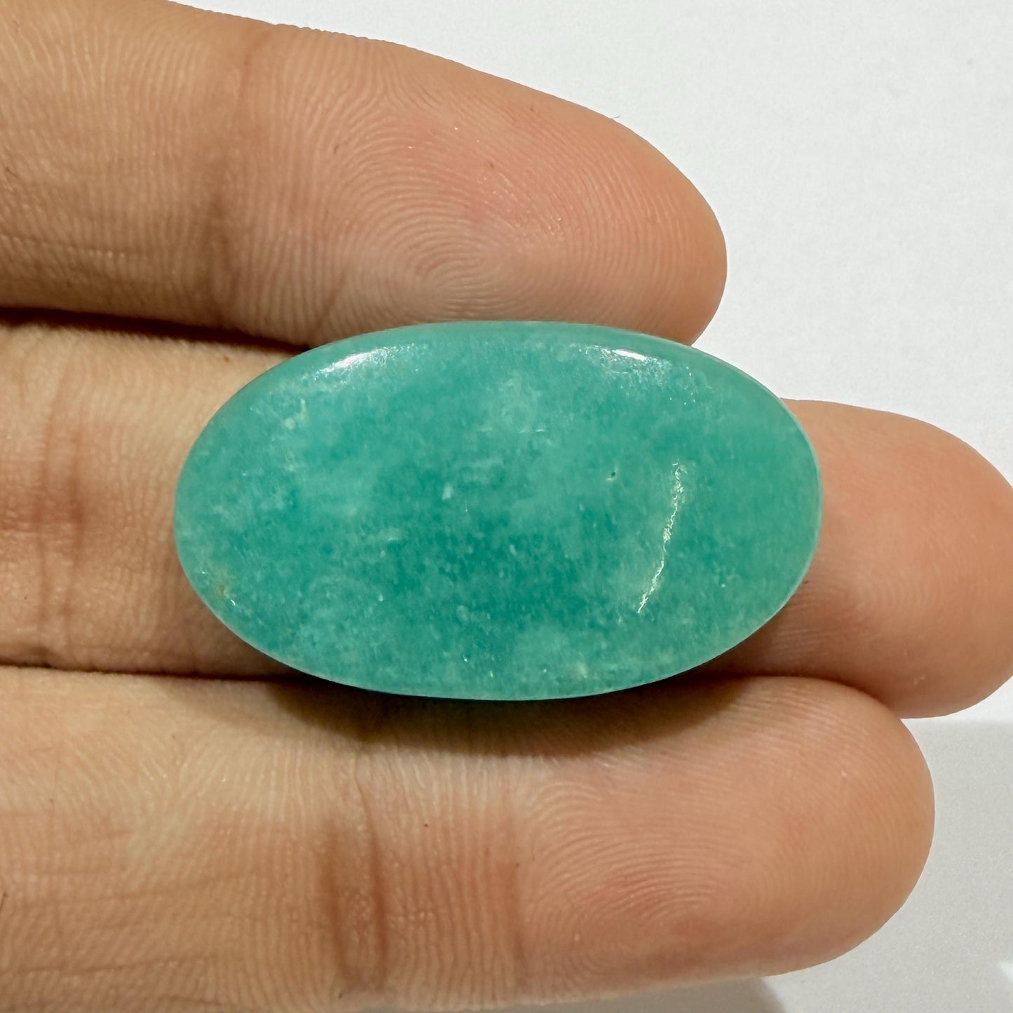 Natural Amazonite Oval Cabochon, Blue Green Amazonite Loose Gemstone, Oval Amazonite Stone for Ring Pendant Jewelry Making (29x18x6,30cts)