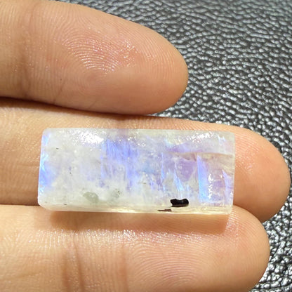 Natural Blue Rainbow Moonstone Rectangle Cabochon, 25x10x7mm, 26cts, Loose Gemstone for Jewelry Making