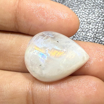 Natural Blue Rainbow Moonstone Pear Cabochon, 22.5x18x9mm, 26cts, Loose Gemstone for Jewelry Making