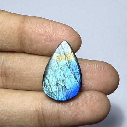 Natural Blue Labradorite Pear Cabochon, Flash Labradorite Gemstone, Pear Shape Loose Stone, Jewelry, Crystal Healing Gift (23x15x5mm 13cts)