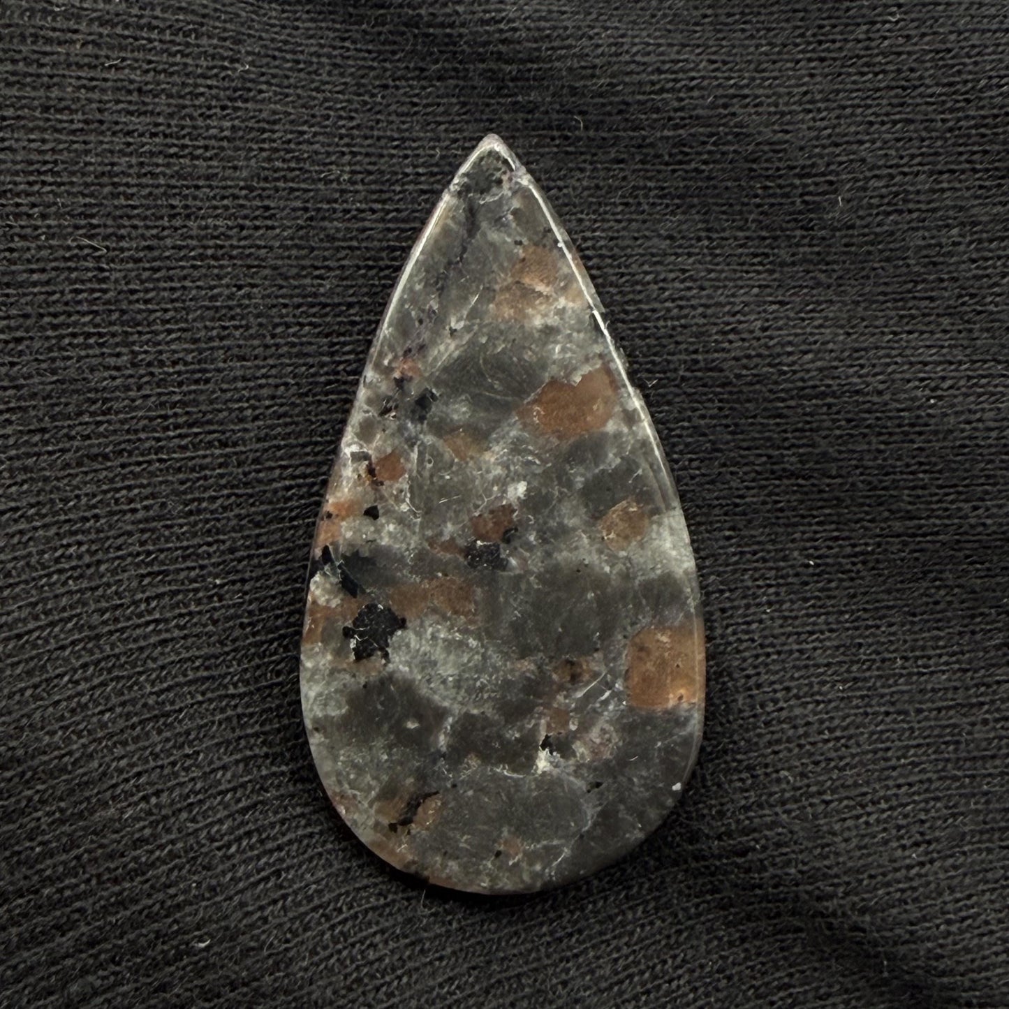 Natural UV Reactive Yooperlite Pear Cabochon, 34 Cts, 39x21mm, Loose Gemstone for Jewelry Making