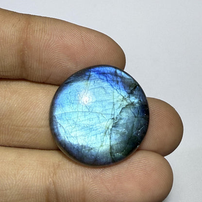 Natural Blue Labradorite Round Cabochon, 22x5mm, 21cts, Loose Gemstone for Jewelry Making