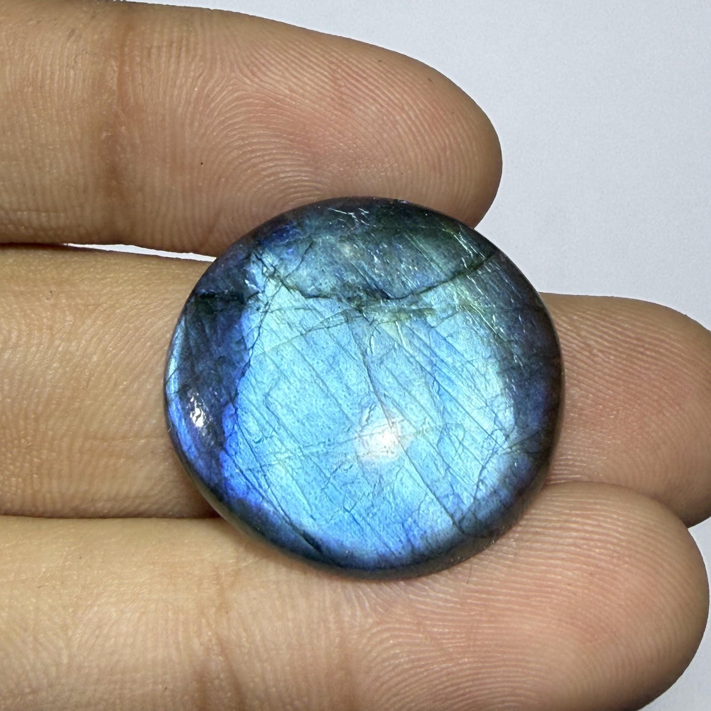 Natural Blue Labradorite Round Cabochon, 22x5mm, 21cts, Loose Gemstone for Jewelry Making