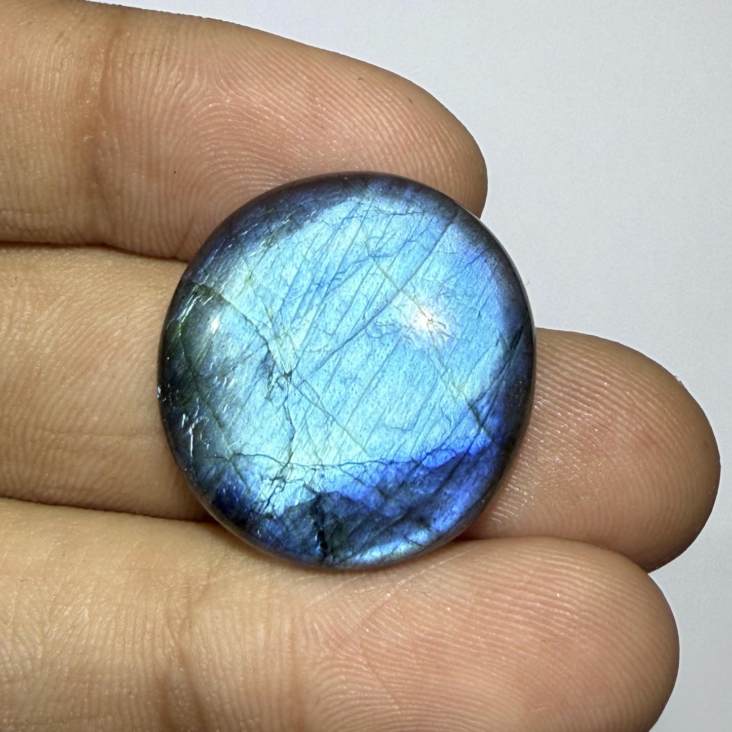 Natural Blue Labradorite Round Cabochon, 22x5mm, 21cts, Loose Gemstone for Jewelry Making