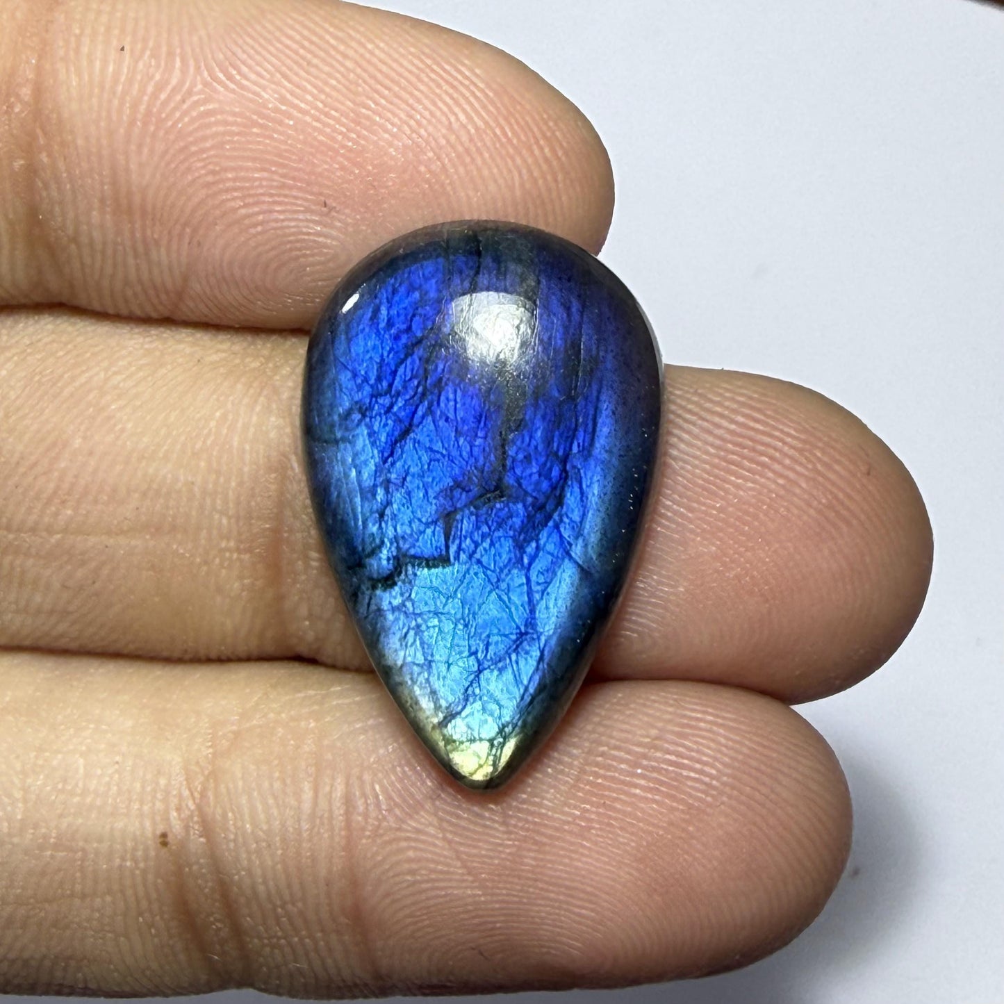 Natural Blue Labradorite Pear Cabochon, Flash Labradorite Gemstone, Pear Shape Loose Stone, Jewelry, Crystal Healing Gift (23x15x5mm 13cts)